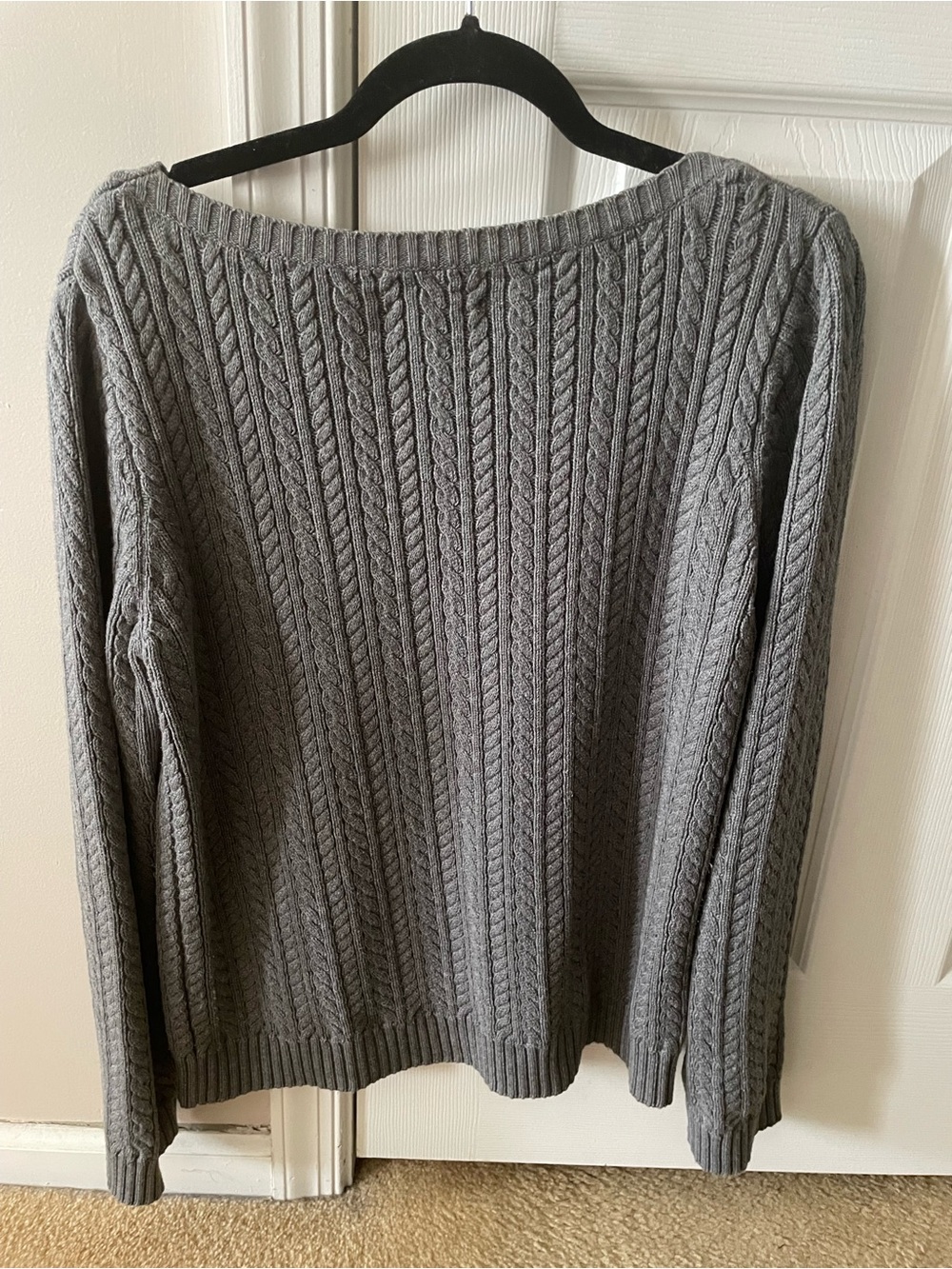 Vintage Ralph Lauren Gray Cotton Cable Knit Sweater Size Medium - Picture 7 of 12